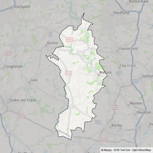 Codice Postale Mappa del settore - (S11) - Lincolnshire & Derbyshire - Wall Map-Plastic Coated